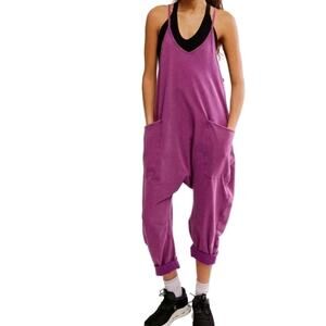 Free People FP Movement Women's Size M Hot Shot Jumpsuit Deep Mulberry